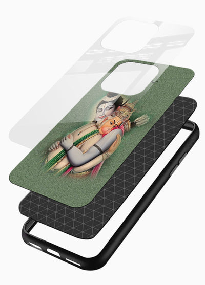 Ram Hanuman embrace artwork glossy vibrant premium mobile glass back cover - Angle Layers