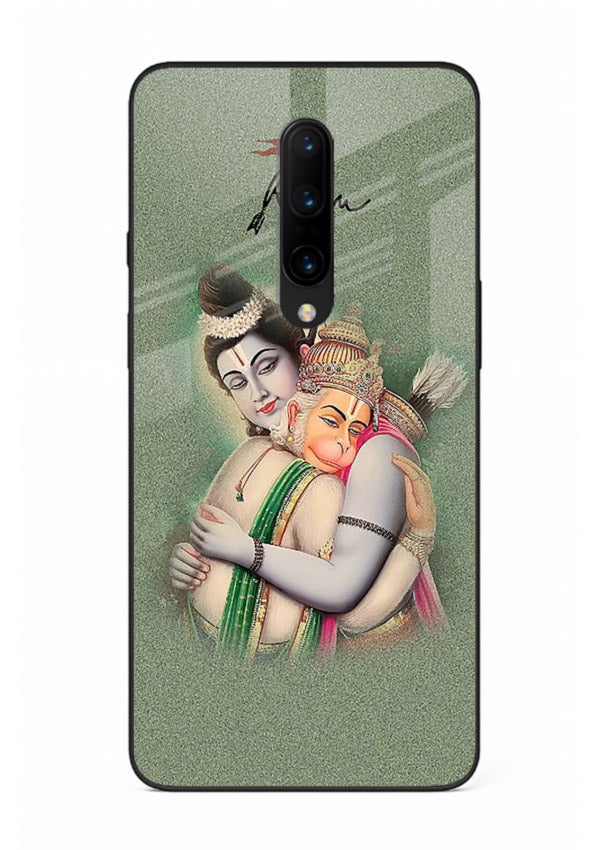 Ram Hanuman embrace artwork OnePlus 7T Pro mobile glass back cover