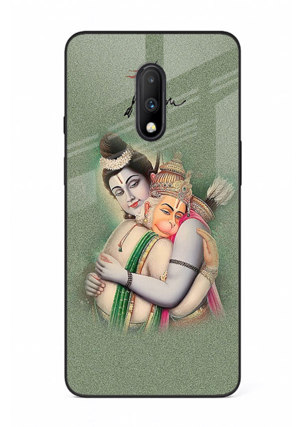 Ram Hanuman embrace artwork OnePlus 7 mobile glass back cover