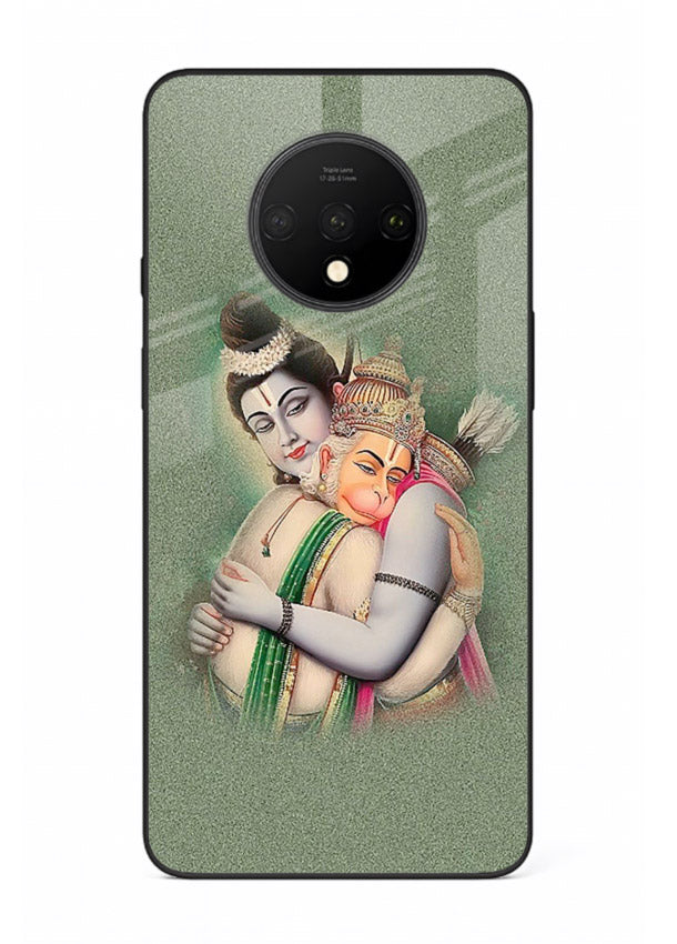 Ram Hanuman embrace artwork OnePlus 7T mobile glass back cover