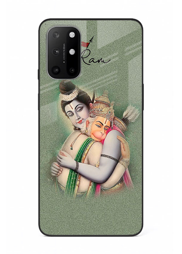 Ram Hanuman embrace artwork OnePlus 8T mobile glass back cover