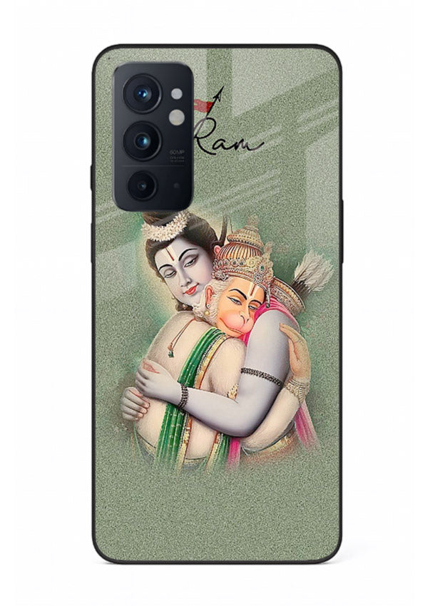 Ram Hanuman embrace artwork OnePlus 9RT mobile glass back cover