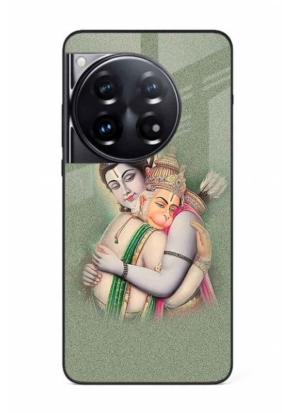 Ram Hanuman embrace artwork OnePlus 12 mobile glass back cover