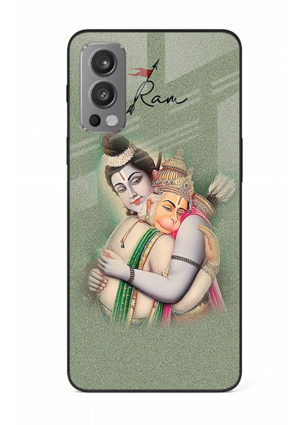 Ram Hanuman embrace artwork OnePlus Nord 2 mobile glass back cover