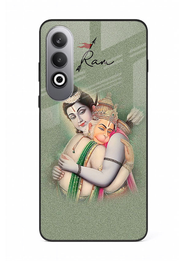 Ram Hanuman embrace artwork OnePlus Nord CE4 mobile glass back cover