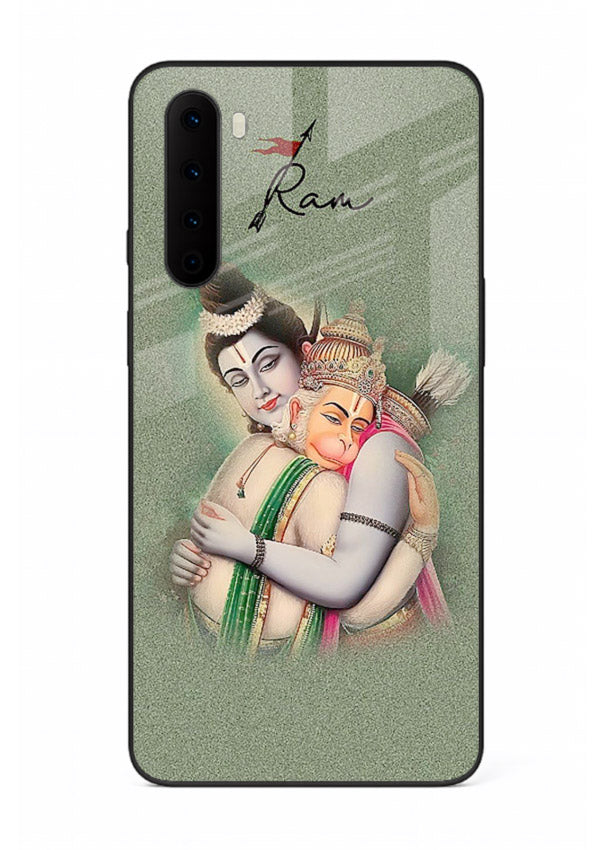 Ram Hanuman embrace artwork OnePlus Nord mobile glass back cover