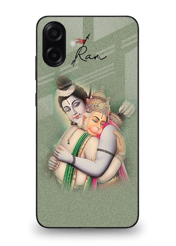 Ram Hanuman embrace artwork Samsung M13 5G mobile glass back cover