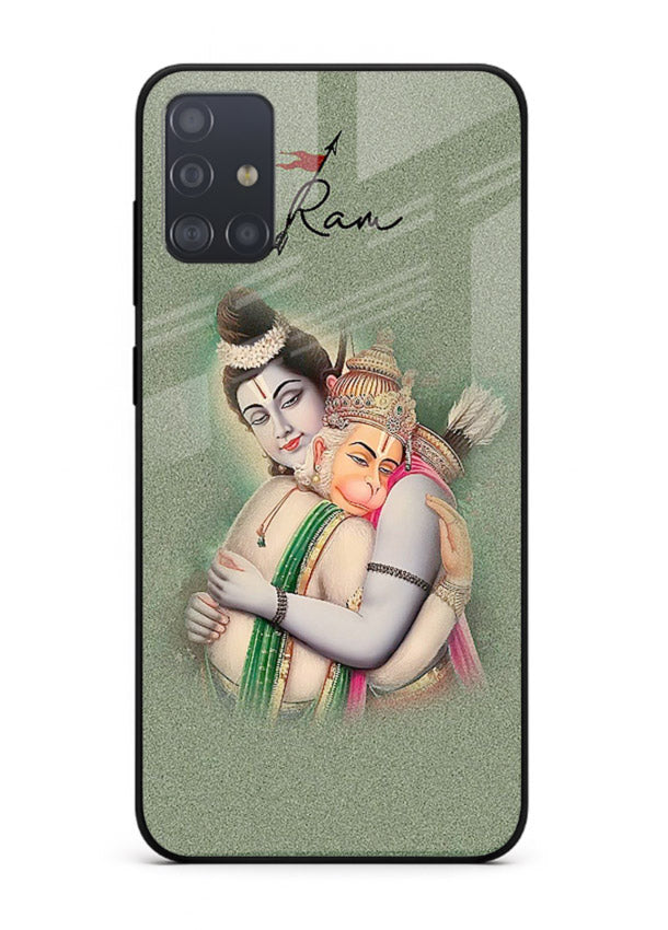 Ram Hanuman embrace artwork Samsung A51 mobile glass back cover