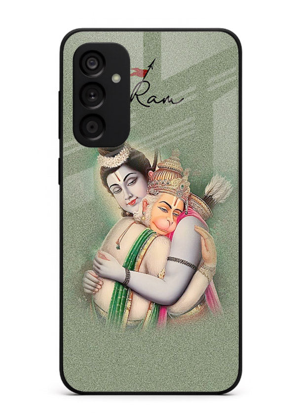 Ram Hanuman embrace artwork Samsung A34 5G mobile glass back cover
