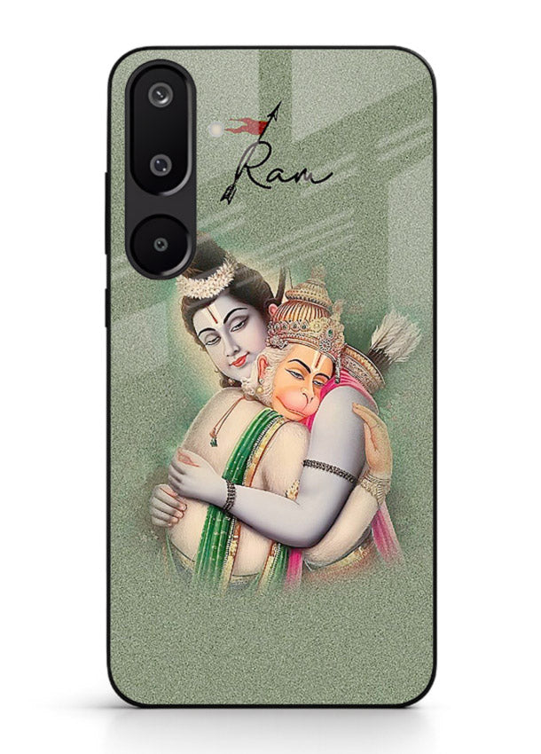 Ram Hanuman embrace artwork Samsung F16 5G mobile glass back cover
