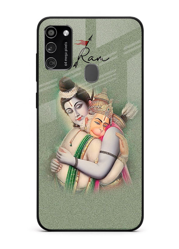 Ram Hanuman embrace artwork Samsung M30s mobile glass back cover