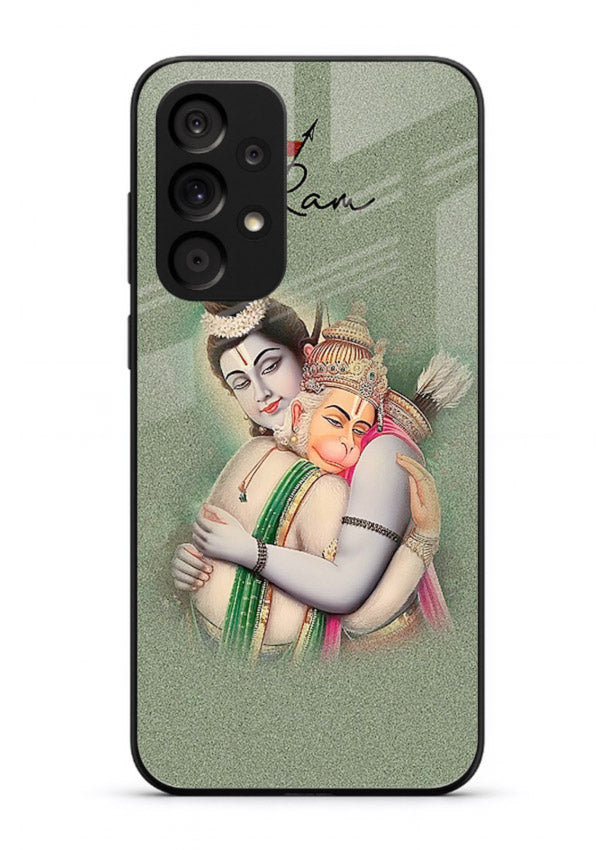 Ram Hanuman embrace artwork Samsung M32 5G mobile glass back cover