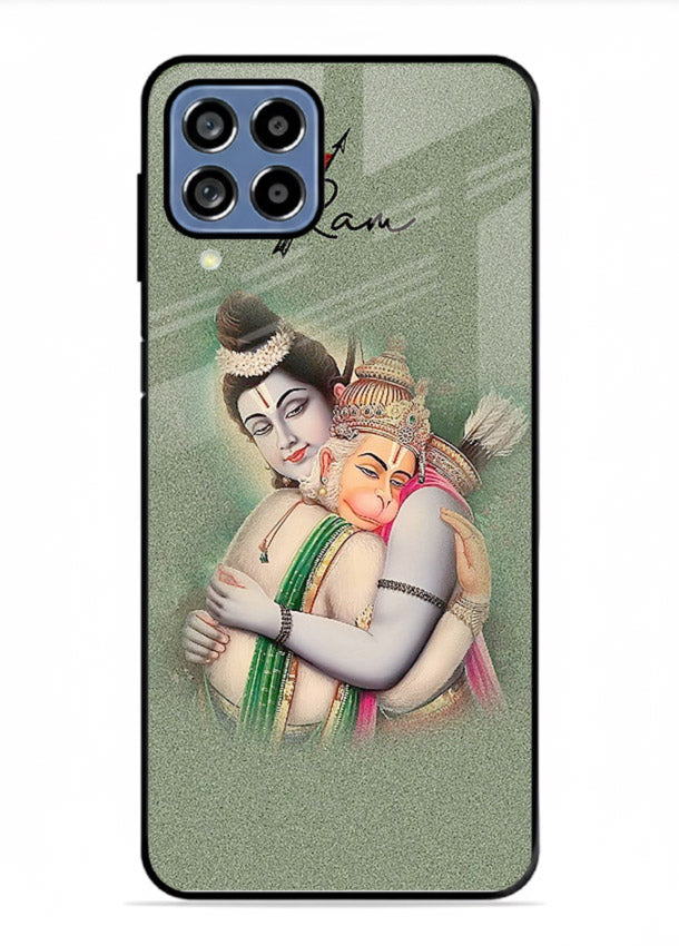 Ram Hanuman embrace artwork Samsung M33 5G mobile glass back cover