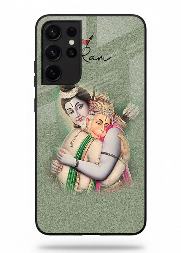 Ram Hanuman embrace artwork Samsung S21 Ultra mobile glass back cover