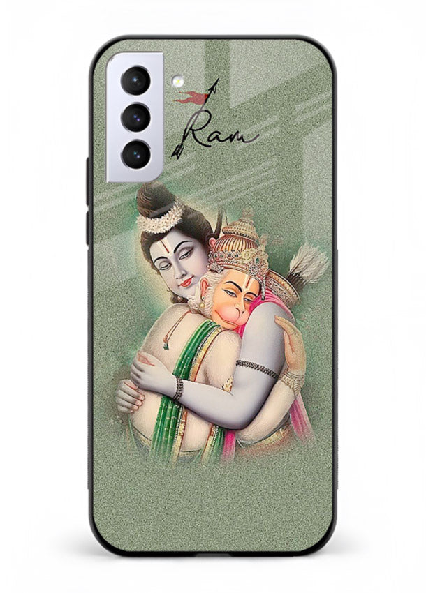 Ram Hanuman embrace artwork Samsung S21 Plus mobile glass back cover