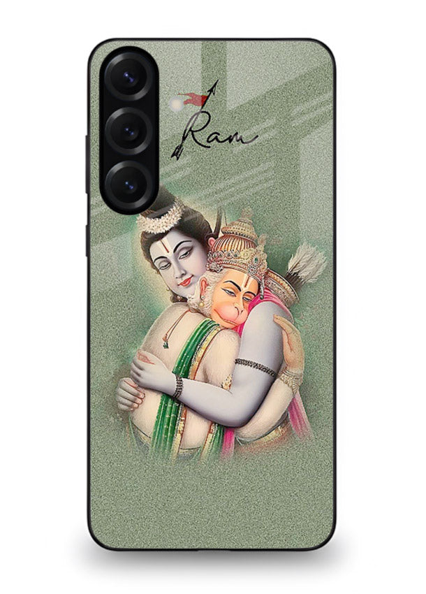 Ram Hanuman embrace artwork Samsung M54 5G mobile glass back cover
