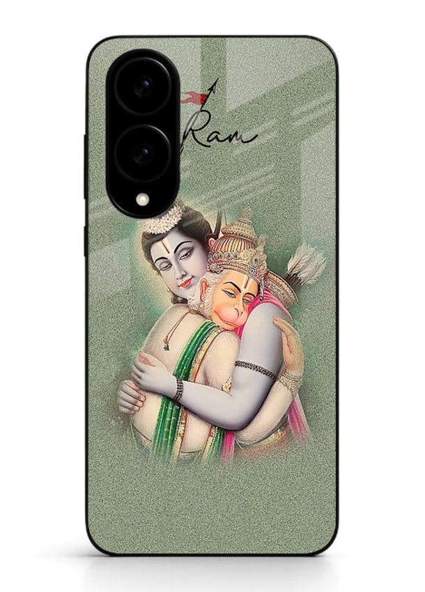 Ram Hanuman embrace artwork Samsung S25 Edge mobile glass back cover