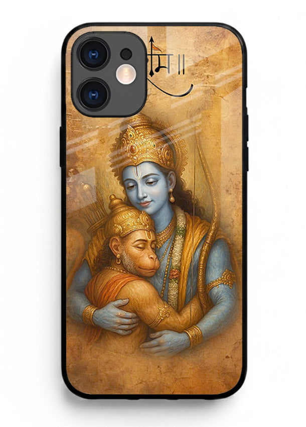 Ram holding baby Hanuman artwork iphone 12 glass back cover