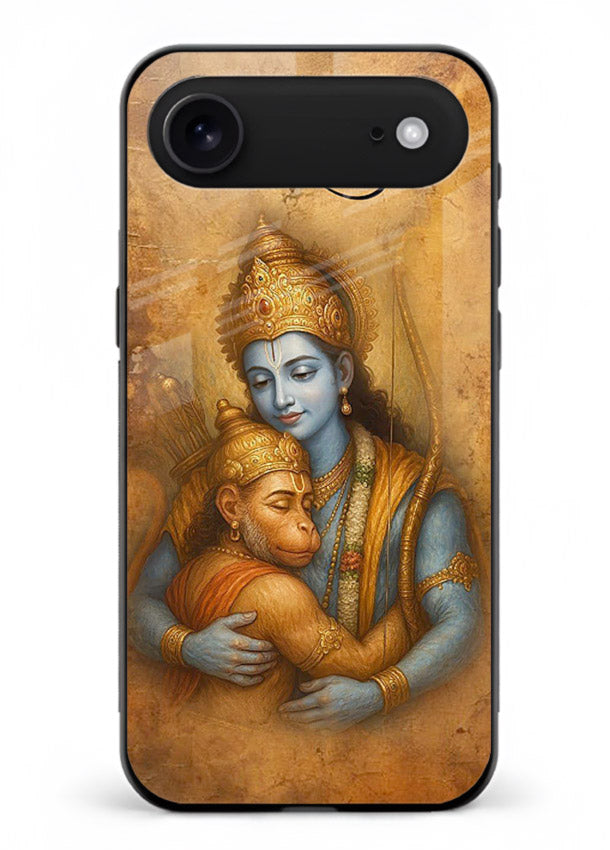 Ram holding baby Hanuman artwork iphone 17 air glass back cover