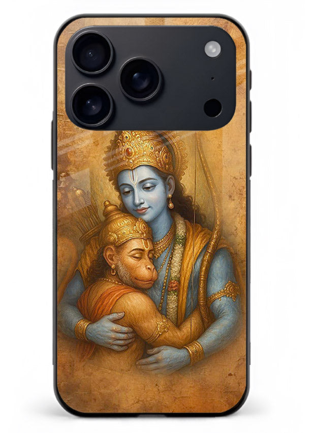 Ram holding baby Hanuman artwork iphone 18 pro max glass back cover