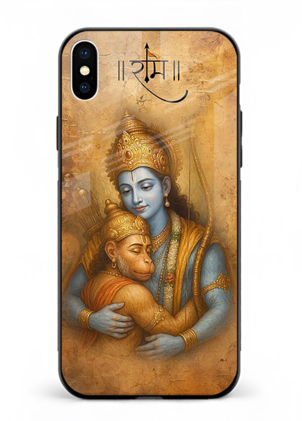 Ram holding baby Hanuman artwork iphone xs max glass back cover