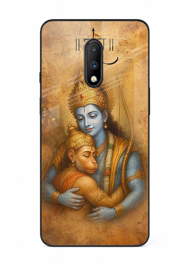 Ram holding baby Hanuman artwork OnePlus 7 glass back cover