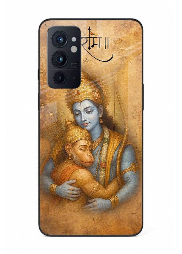 Ram holding baby Hanuman artwork OnePlus 9RT glass back cover