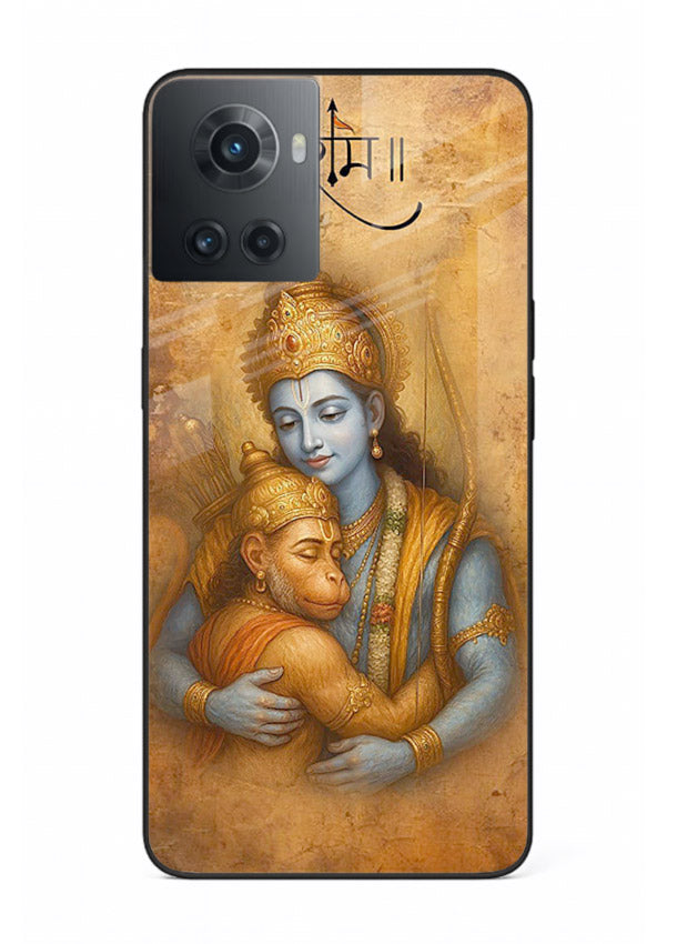 Ram holding baby Hanuman artwork OnePlus 10R glass back cover