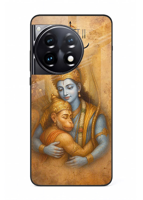 Ram holding baby Hanuman artwork OnePlus 12R glass back cover