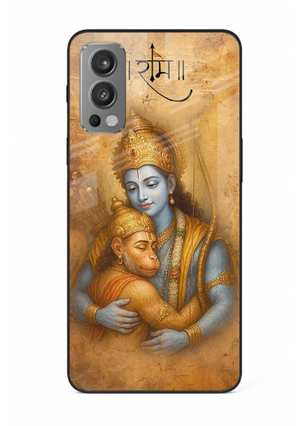 Ram holding baby Hanuman artwork OnePlus Nord 2 glass back cover