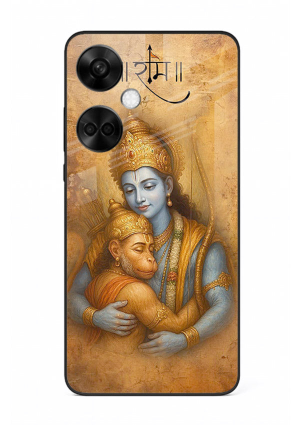 Ram holding baby Hanuman artwork OnePlus Nord CE3 glass back cover