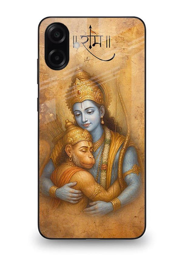 Ram holding baby Hanuman artwork Samsung A06 5G glass back cover
