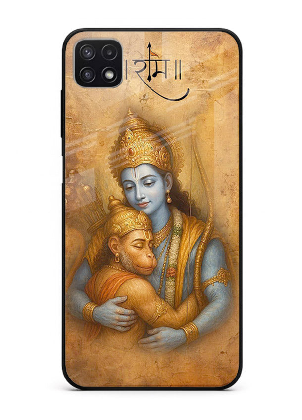 Ram holding baby Hanuman artwork Samsung F42 5G glass back cover