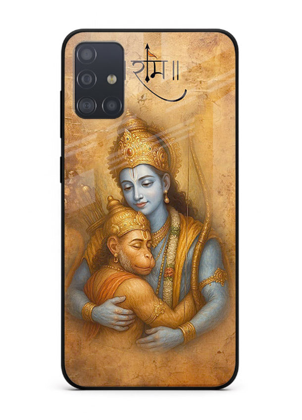 Ram holding baby Hanuman artwork Samsung A71 glass back cover