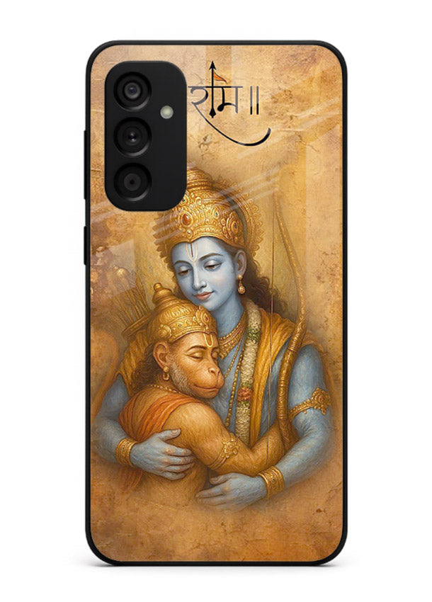 Ram holding baby Hanuman artwork Samsung A34 5G glass back cover