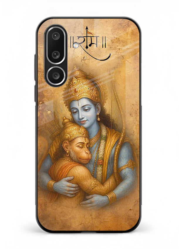 Ram holding baby Hanuman artwork Samsung M56 5G glass back cover