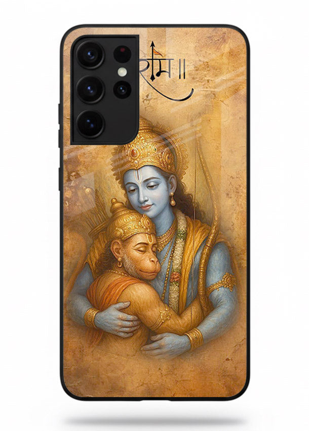 Ram holding baby Hanuman artwork Samsung S21 Ultra glass back cover
