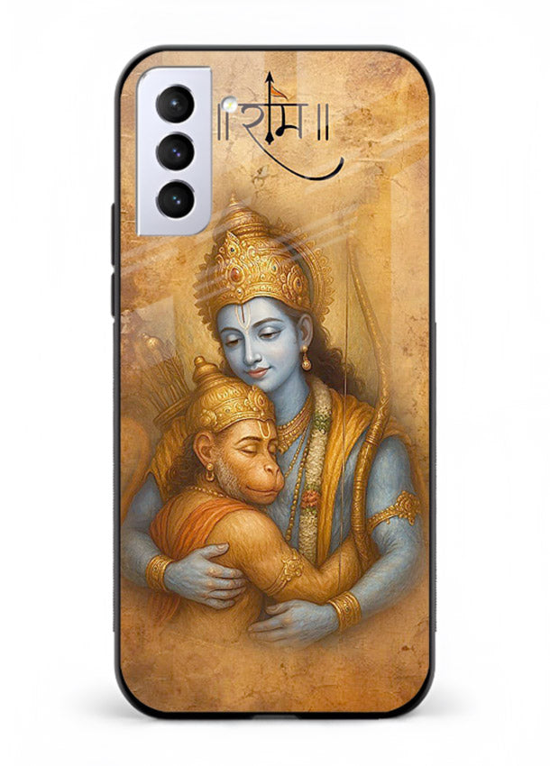 Ram holding baby Hanuman artwork Samsung S21 Plus glass back cover