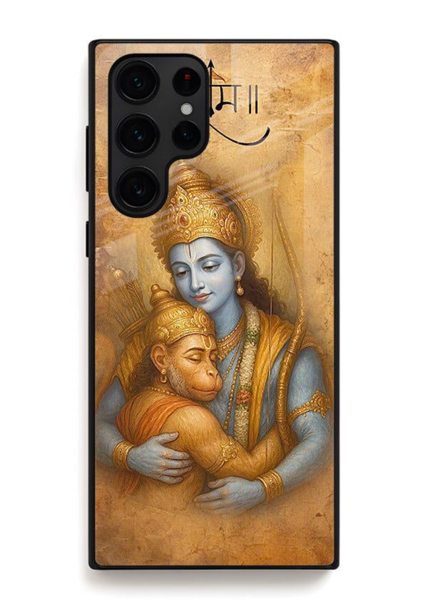 Ram holding baby Hanuman artwork Samsung S25 Ultra glass back cover