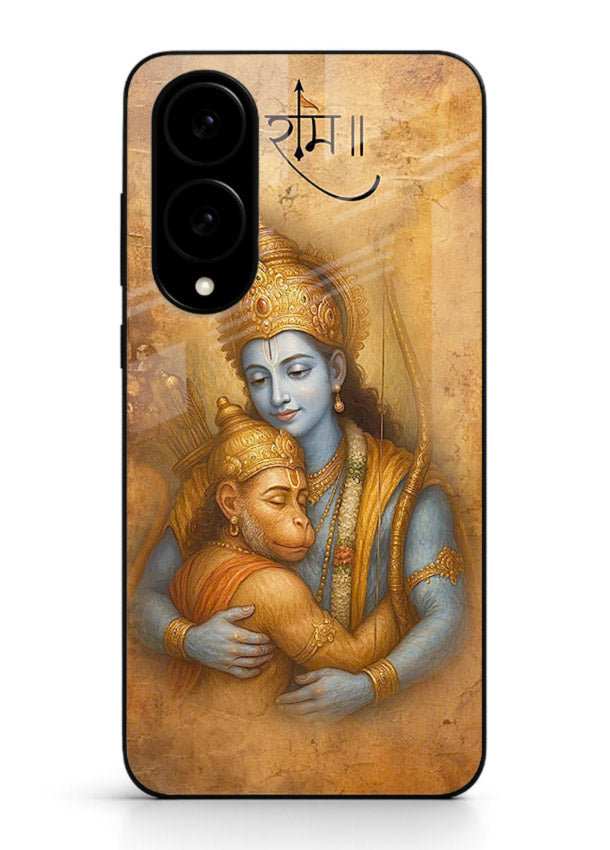 Ram holding baby Hanuman artwork Samsung S25 Edge glass back cover