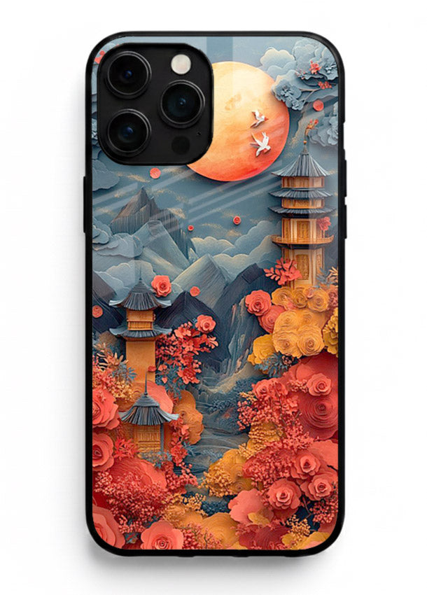 Red Blossom Moon moonlit blossom landscape artwork iphone 11 pro max glass back cover
