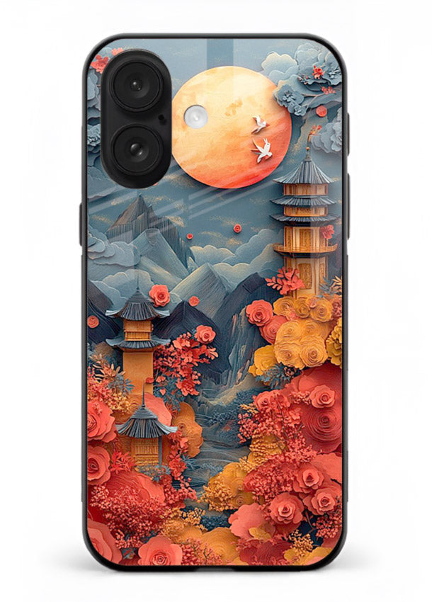 Red Blossom Moon moonlit blossom landscape artwork iphone 16 glass back cover