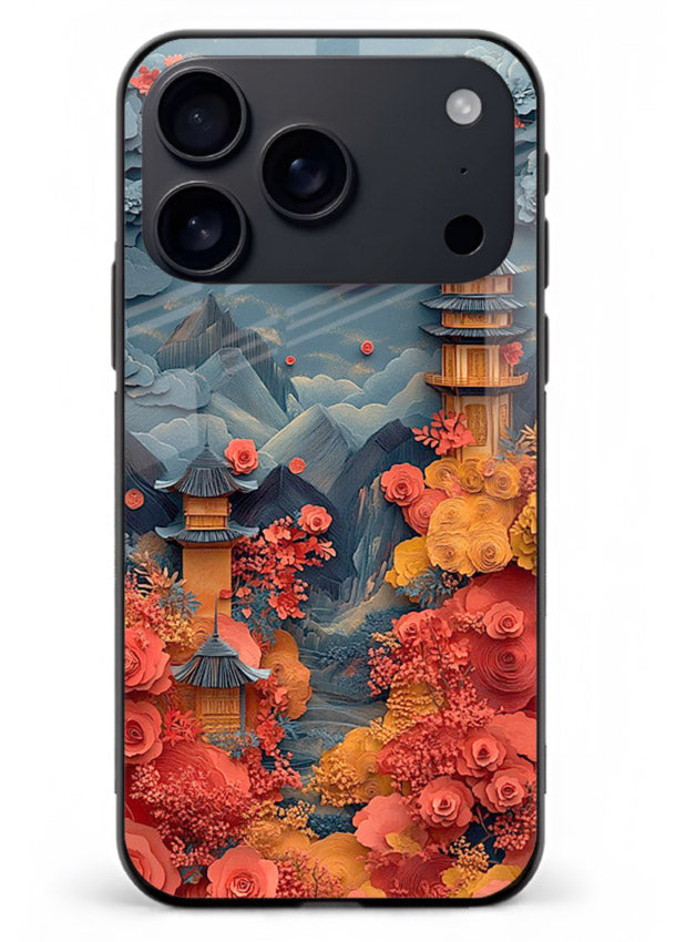 Red Blossom Moon moonlit blossom landscape artwork iphone 18 pro max glass back cover