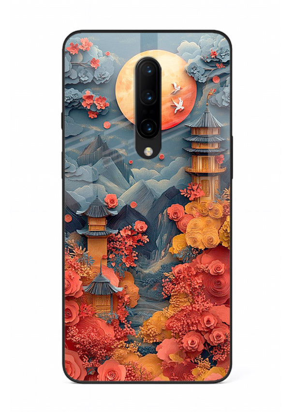Red Blossom Moon moonlit blossom landscape artwork OnePlus 7T Pro glass back cover