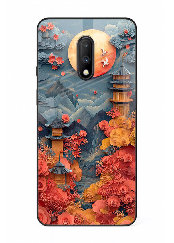 Red Blossom Moon moonlit blossom landscape artwork OnePlus 7 glass back cover