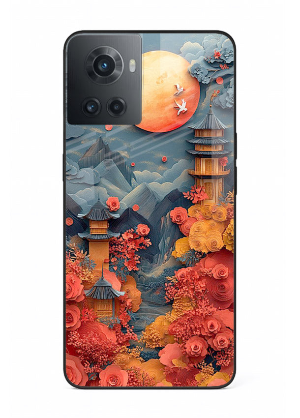 Red Blossom Moon moonlit blossom landscape artwork OnePlus 10R glass back cover