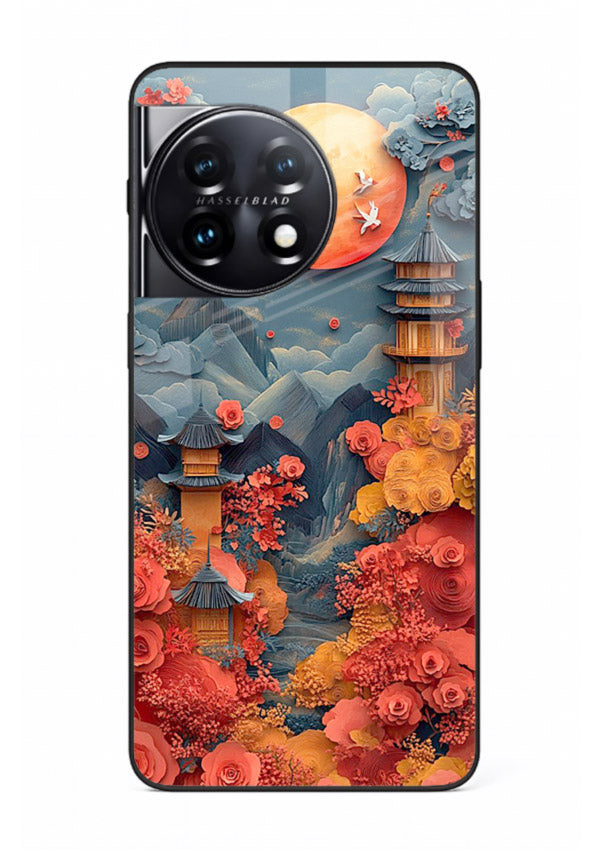 Red Blossom Moon moonlit blossom landscape artwork OnePlus 11R glass back cover
