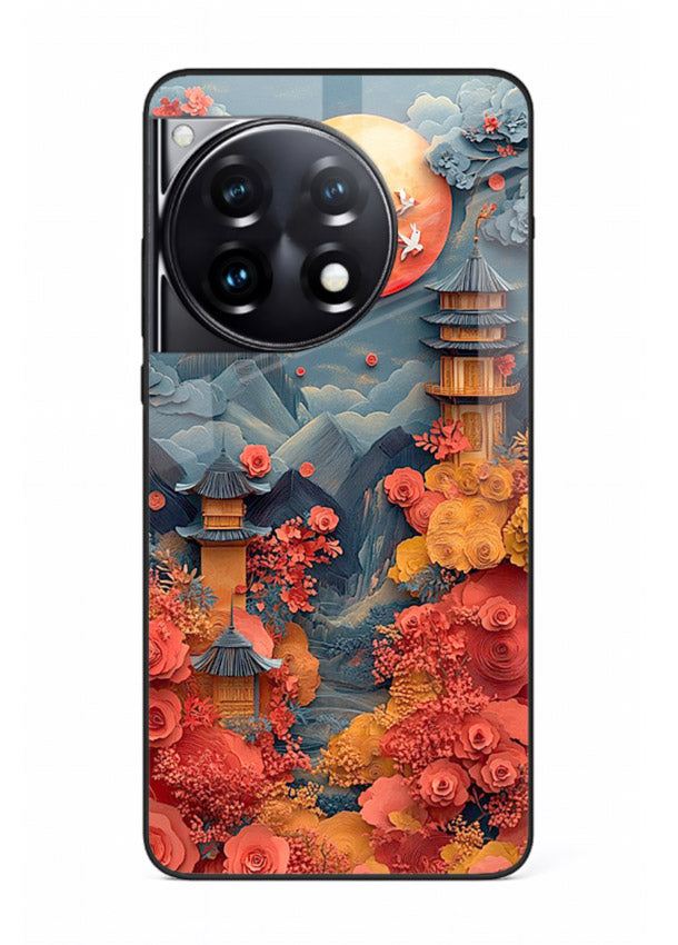 Red Blossom Moon moonlit blossom landscape artwork OnePlus 12R glass back cover