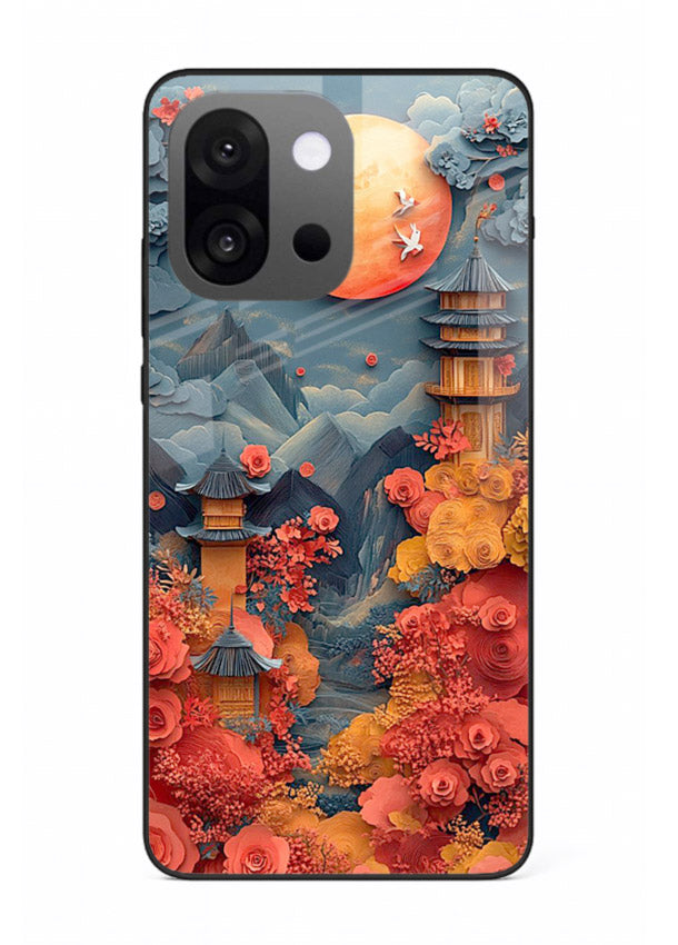 Red Blossom Moon moonlit blossom landscape artwork OnePlus 13s glass back cover