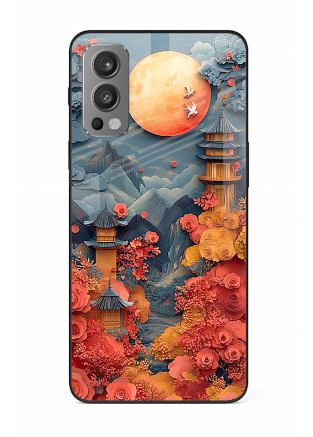 Red Blossom Moon moonlit blossom landscape artwork OnePlus Nord 2 glass back cover